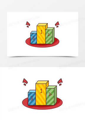 卡通手绘领奖台素材