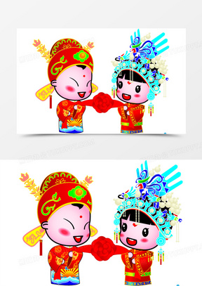 手绘卡通结婚娃娃