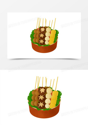 手绘卡通串串小吃