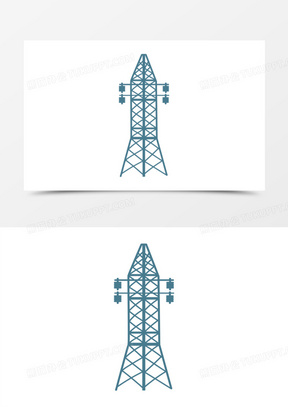 卡通手绘环保电力塔素材