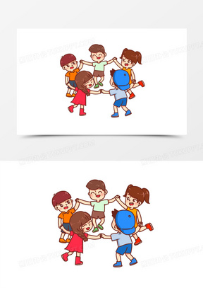 儿童手拉手图片素材