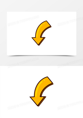 手绘卡通黄色下降箭头装饰素材