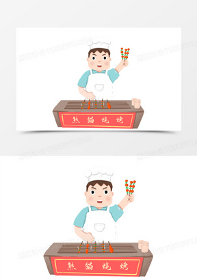 手绘街边小吃烧烤摊元素190手绘街边小吃串串香元素90卡通手绘小吃