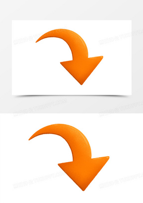 卡通手绘橙色向下箭头免抠装饰元素