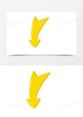 手绘卡通黄色下降箭头装饰元素