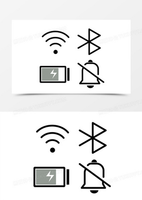 卡通手机状态栏图标元素60一组简约手绘手机状态栏图标素材30一组手机