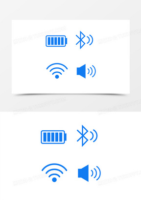 一组手机状态栏电量蓝牙wifi铃声图标素材