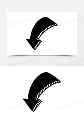 手绘黑色卡通可爱向下箭头装饰素材