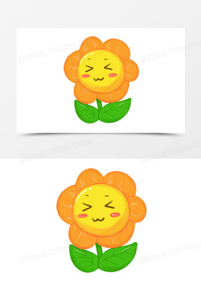 卡通手绘太阳花害羞开心表情包素材