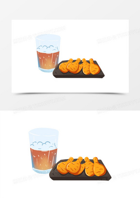 卡通手绘炸鸡啤酒免抠元素