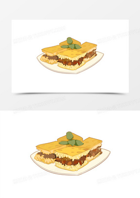 手绘武汉小吃三鲜豆皮