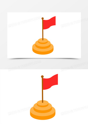 手绘卡通飘扬的红旗元素