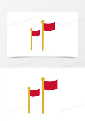 卡通飘扬的红旗元素