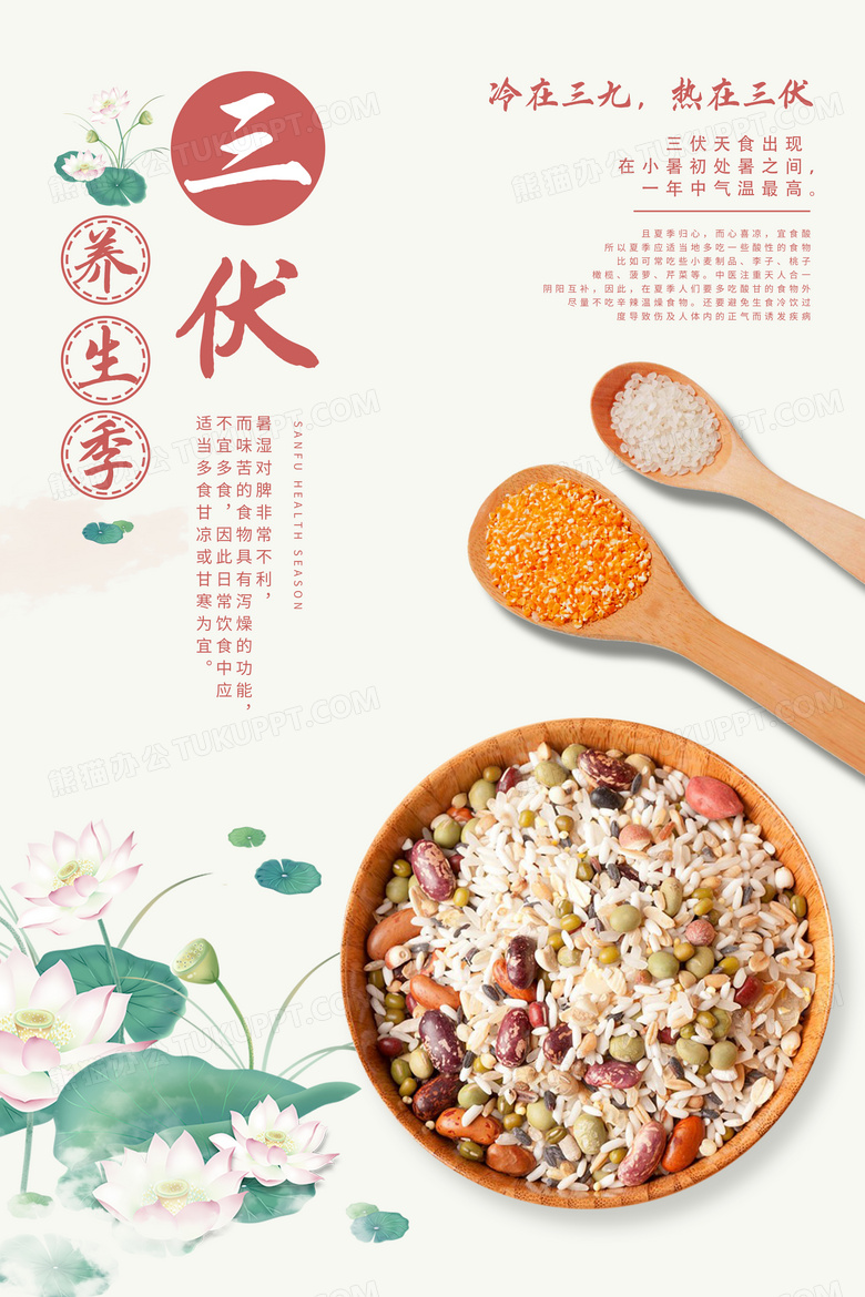 三伏养生季健康养生海报