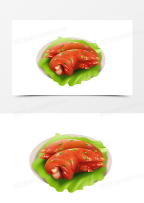 手绘烤猪蹄免抠素材