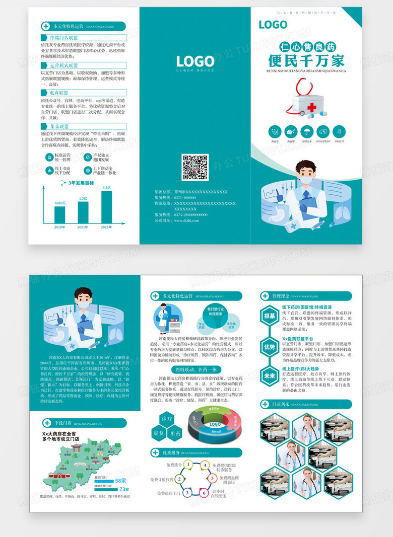 绿色公司宣传医疗医药行业三折页医疗三折页no.