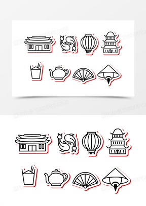 中国元素60一款古典风格中国庭院剪影矢量素材252中国古风建筑181中国