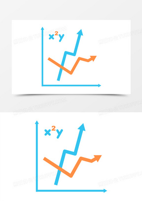 手绘可爱数学课件折线图标素材