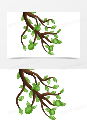 手绘卡通青梅树枝元素