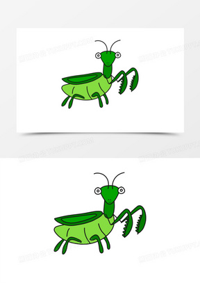 手绘简笔画卡通螳螂元素