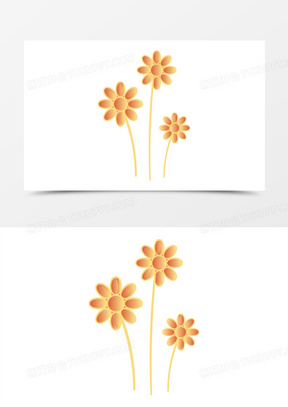 卡通手绘国潮金色花朵免抠装饰素材