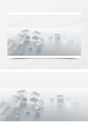 白色透明正方体海报背景壁纸