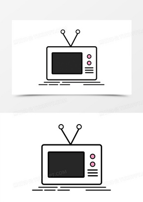 简约黑白卡通电视框元素