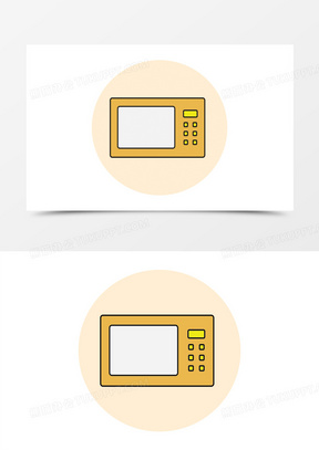 簡筆畫卡通家電微波爐圖標元素