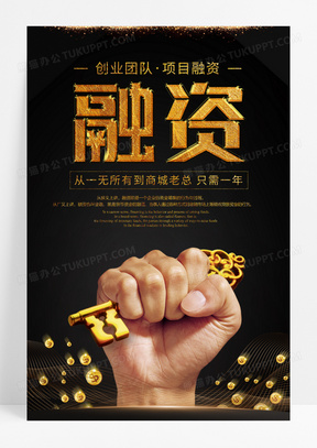 高端质感金色字金融投资融资宣传海报