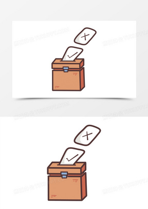 手绘卡通投票箱元素