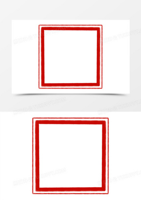 红色方形印章边框免抠元素