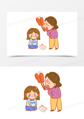1402手绘卡通妈妈责骂打孩子插画免抠元素1050手绘卡通妈妈责骂儿子