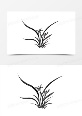 手绘水墨画兰花免抠元素