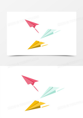 卡通手绘炫彩纸飞机装饰元素