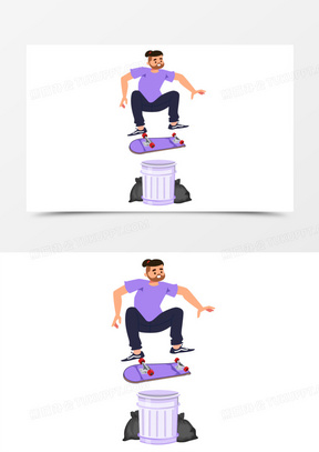 卡通滑板图片素材