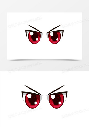 手绘卡通凶狠的红色眼睛免抠素材