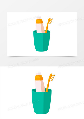 30透明杯与牙刷90矢量扁平化牙杯牙刷10手绘卡通牙刷杯素材180卡通