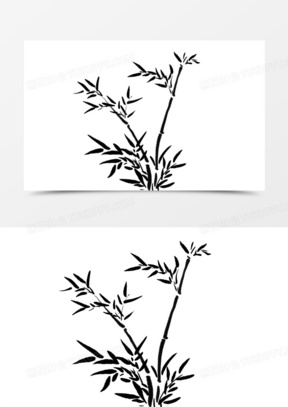 手绘中国风水墨竹素材