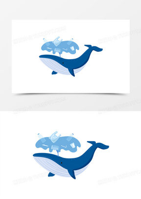 手绘创意保护海洋动物大鲸鱼插画素材