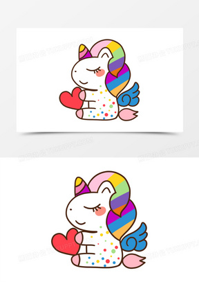 手绘卡通独角兽元素