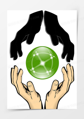 手绘捧着水晶球的手