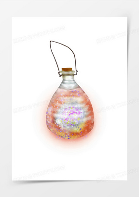 卡通手绘透明玻璃瓶子发光星星