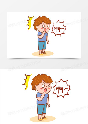 手绘小男孩惊恐表情包免抠元素