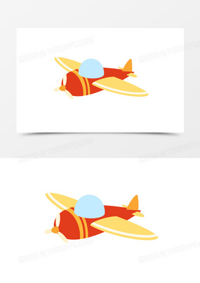 卡通手绘红色的小飞机免抠元素