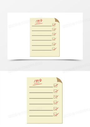 手绘简约100分满分试卷元素