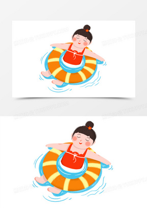 小女孩游泳图片素材