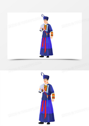 卡通手绘少数民族彝族男免抠元素