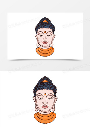 手绘卡通佛头免抠元素