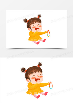卡通手绘哈哈大笑的娃娃免抠素材