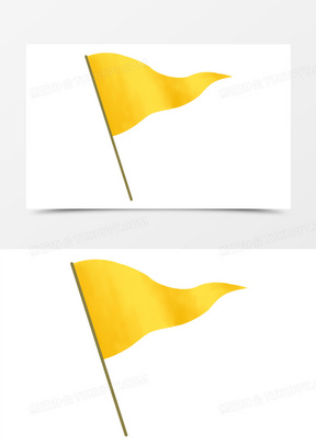 手绘黄色三角飘动的旗子